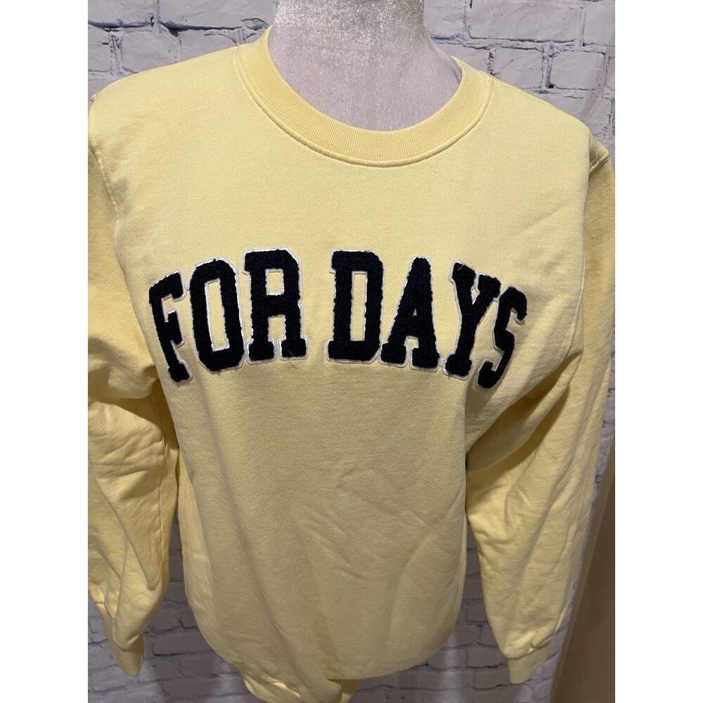 Nwt For Days Sweatshirt Yellow Raised Letter Logo Recycled Cotton Casual Xs — image 2 of 7